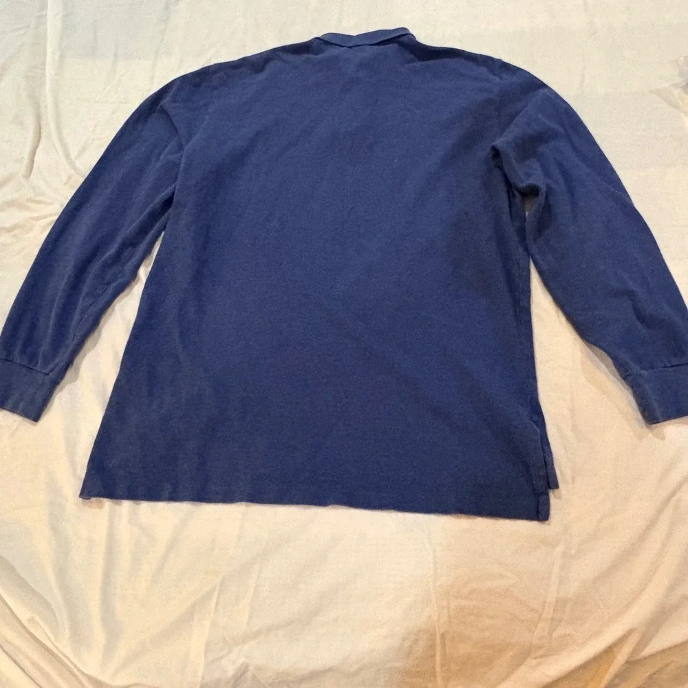Polo‎ Ralph Lauren Mens Blue Long Sleeve Cotton Polo Shirt Yellow Pony Logo L